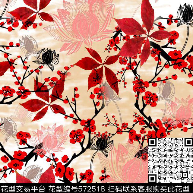 零点--女装创新花卉数码印花华亿平台下载（图片编号: 572518） - 瓦栏（Walan）