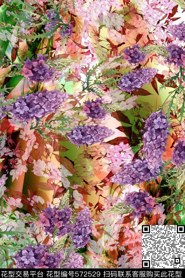 小清新花卉连衣裙数码印花华亿平台下载（图片编号: 572529） - 瓦栏（Walan）