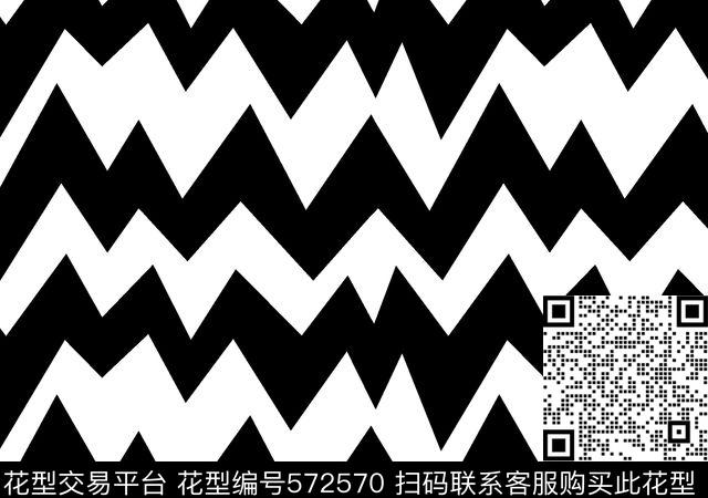特別波浪条纹华亿平台时尚童装黑白条纹传统印花华亿平台下载（图片编号: 572570） - 瓦栏（Walan）
