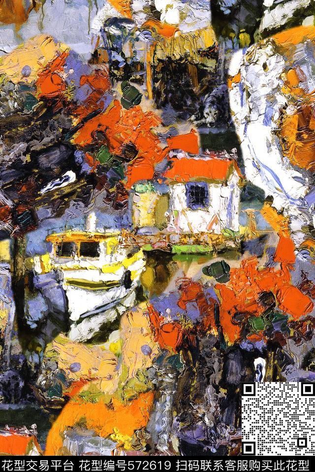 H【抽象】油画华亿平台抽象数码印花华亿平台下载（图片编号: 572619） - 瓦栏（Walan）
