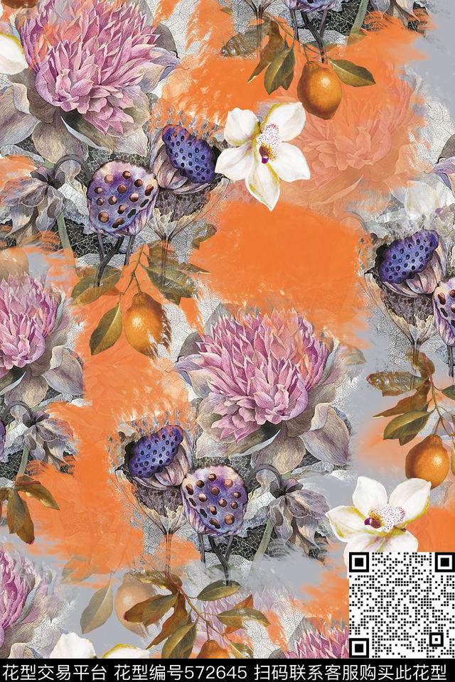 女装潮流时尚大牌复古花卉数码印花华亿平台下载（图片编号: 572645） - 瓦栏（Walan）