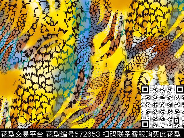 抽象拼接豹纹斑马纹拼接数码印花华亿平台下载（图片编号: 572653） - 瓦栏（Walan）