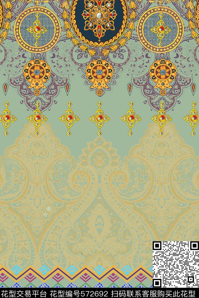 巴洛克而方连续家纺图案传统印花华亿平台下载（图片编号: 572692） - 瓦栏（Walan）