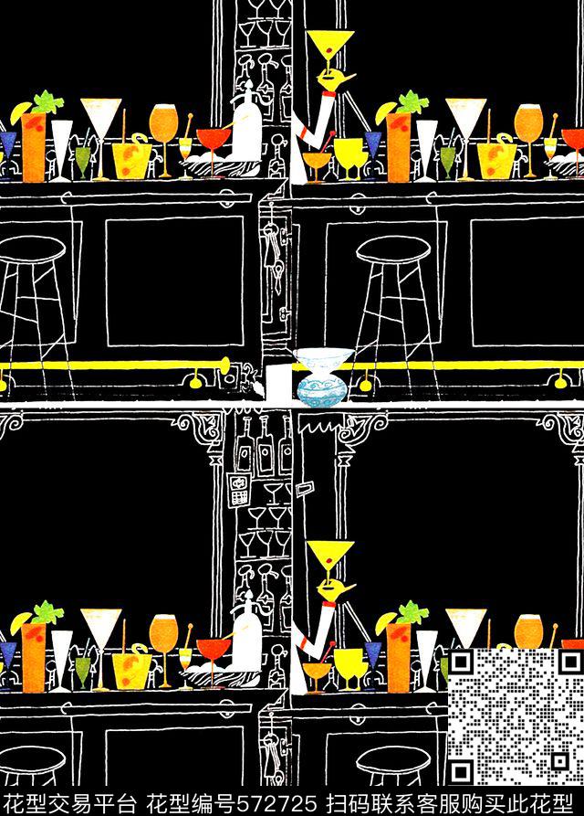 抽象酒吧台大牌几何女装传统印花华亿平台下载（图片编号: 572725） - 瓦栏（Walan）