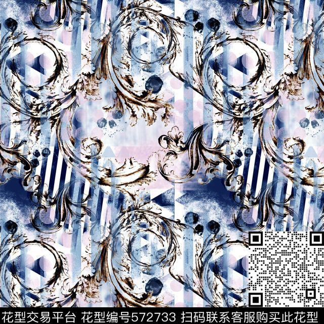 时尚欧式花卉图案数码印花华亿平台下载（图片编号: 572733） - 瓦栏（Walan）