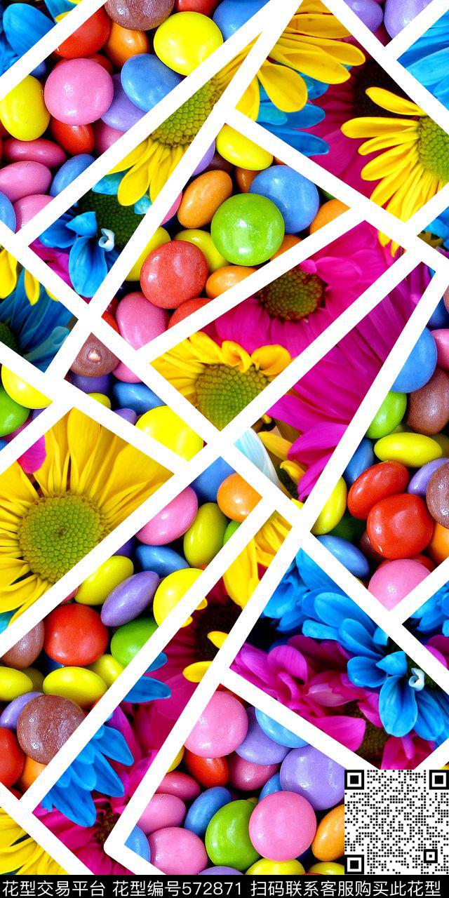 MAX-热带雨林热带风情绚丽彩虹糖果向阳几何数码印花华亿平台下载（图片编号: 572871） - 瓦栏（Walan）