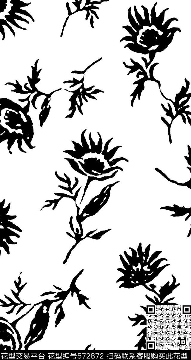 纯色底花卉传统印花传统印花华亿平台下载（图片编号: 572872） - 瓦栏（Walan）
