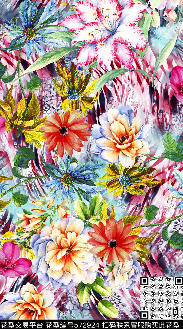 动物纹渐变肌理数码印花华亿平台下载（图片编号: 572924） - 瓦栏（Walan）