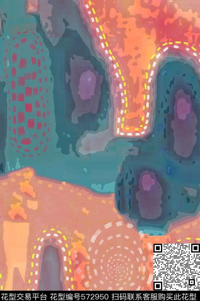 个性抽象梵高传统印花华亿平台下载（图片编号: 572950） - 瓦栏（Walan）