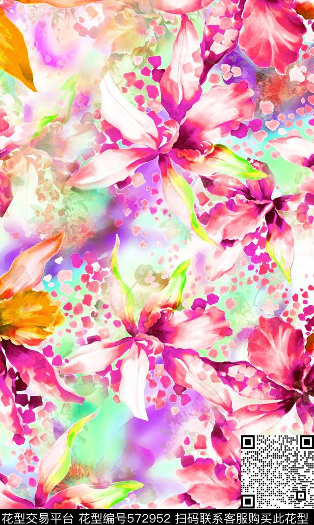 花瓣花朵花卉数码印花华亿平台下载（图片编号: 572952） - 瓦栏（Walan）