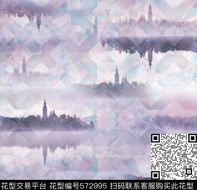 倒影简洁简约数码印花华亿平台下载（图片编号: 572995） - 瓦栏（Walan）