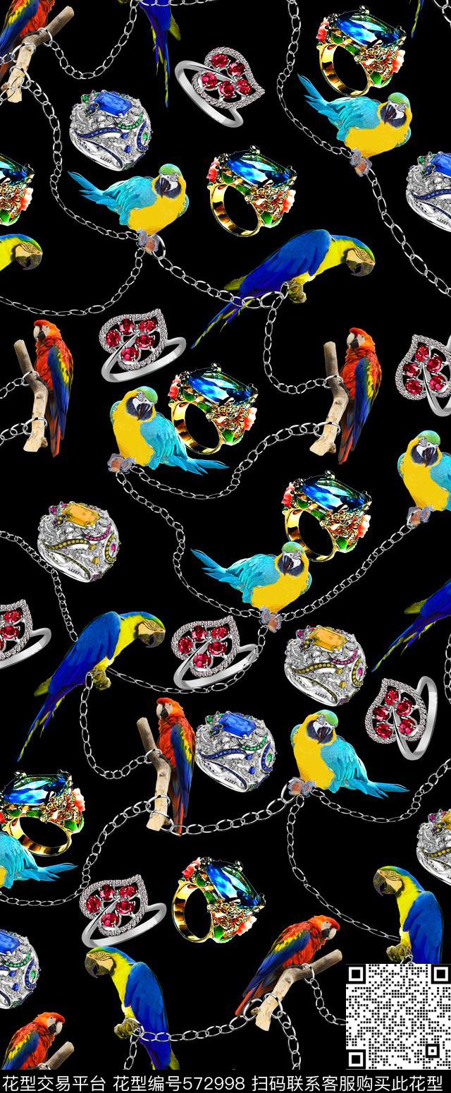 抽象大牌数码鹦鹉数码印花华亿平台下载（图片编号: 572998） - 瓦栏（Walan）