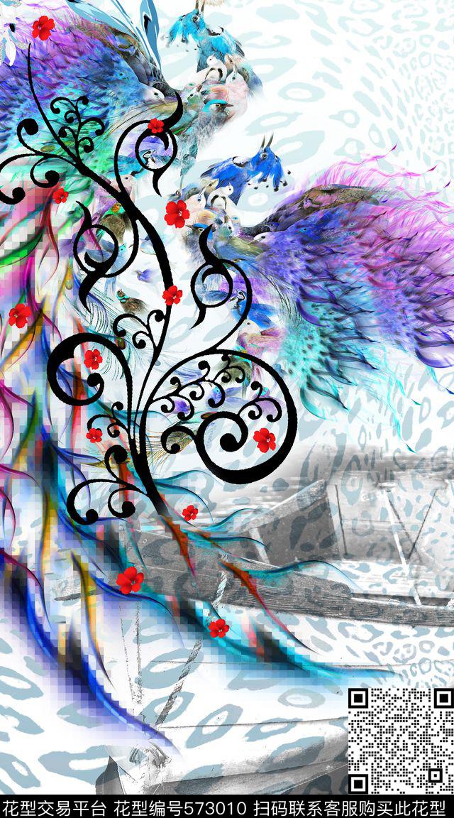 豹纹抽象创意数码印花华亿平台下载（图片编号: 573010） - 瓦栏（Walan）