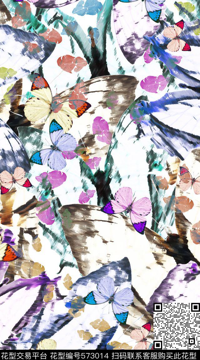 笔触抽象创意数码印花华亿平台下载（图片编号: 573014） - 瓦栏（Walan）