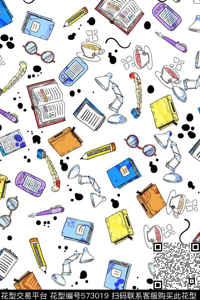 卡通铅笔书籍传统印花华亿平台下载（图片编号: 573019） - 瓦栏（Walan）