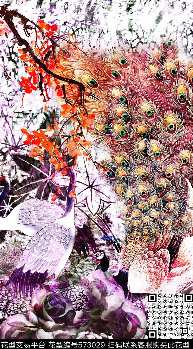 定位抽象梅花数码印花华亿平台下载（图片编号: 573029） - 瓦栏（Walan）