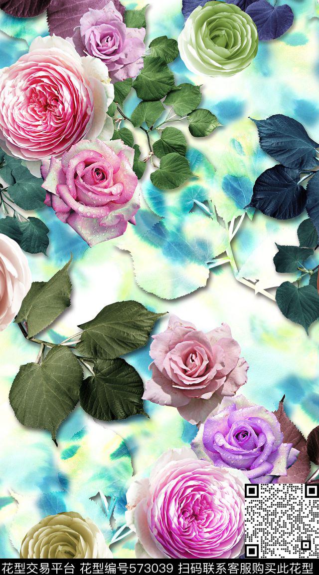 花卉机理时尚数码印花华亿平台下载（图片编号: 573039） - 瓦栏（Walan）