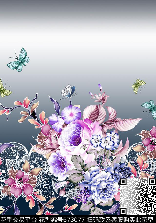 创意定位花卉数码印花华亿平台下载（图片编号: 573077） - 瓦栏（Walan）