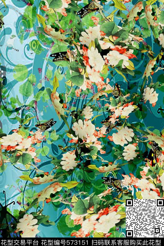 民族风花卉女装数码印花华亿平台下载（图片编号: 573151） - 瓦栏（Walan）