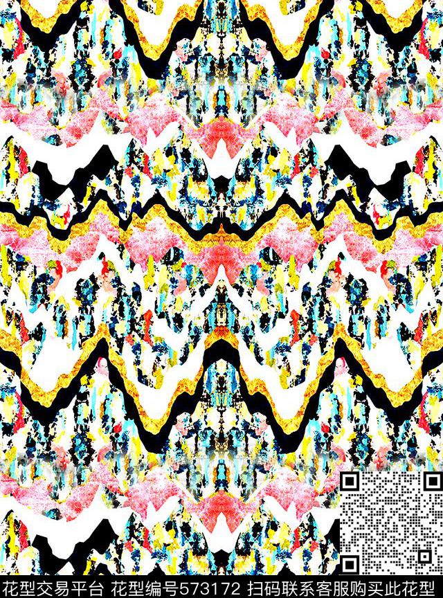 时尚潮流大牌彩色纹理数码印花华亿平台下载（图片编号: 573172） - 瓦栏（Walan）