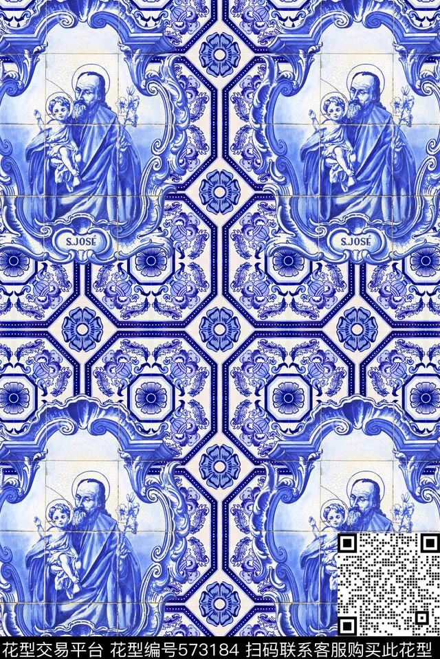 最新时尚流行青花瓷中国风传统印花华亿平台下载（图片编号: 573184） - 瓦栏（Walan）