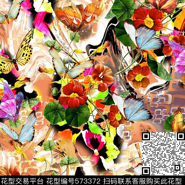 创意花蝴蝶数码印花华亿平台下载（图片编号: 573372） - 瓦栏（Walan）