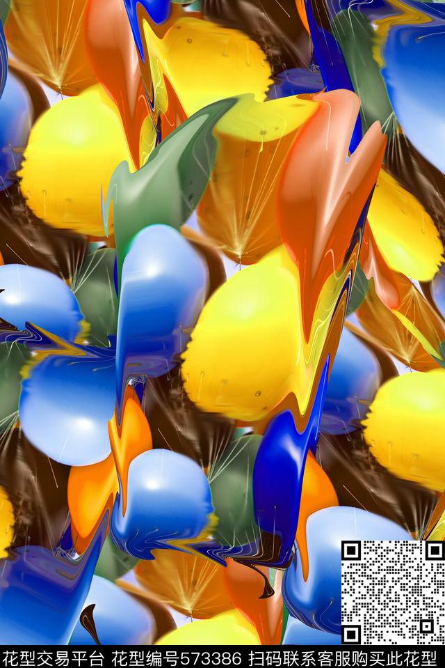 时尚大牌欧美风格手绘油画彩色气球数码印花华亿平台下载（图片编号: 573386） - 瓦栏（Walan）