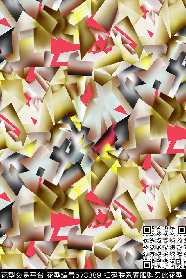 不规则几何几何拼贴小方块数码印花华亿平台下载（图片编号: 573389） - 瓦栏（Walan）