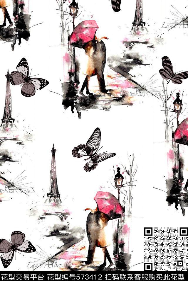 时尚潮流大牌蝴蝶数码印花华亿平台下载（图片编号: 573412） - 瓦栏（Walan）