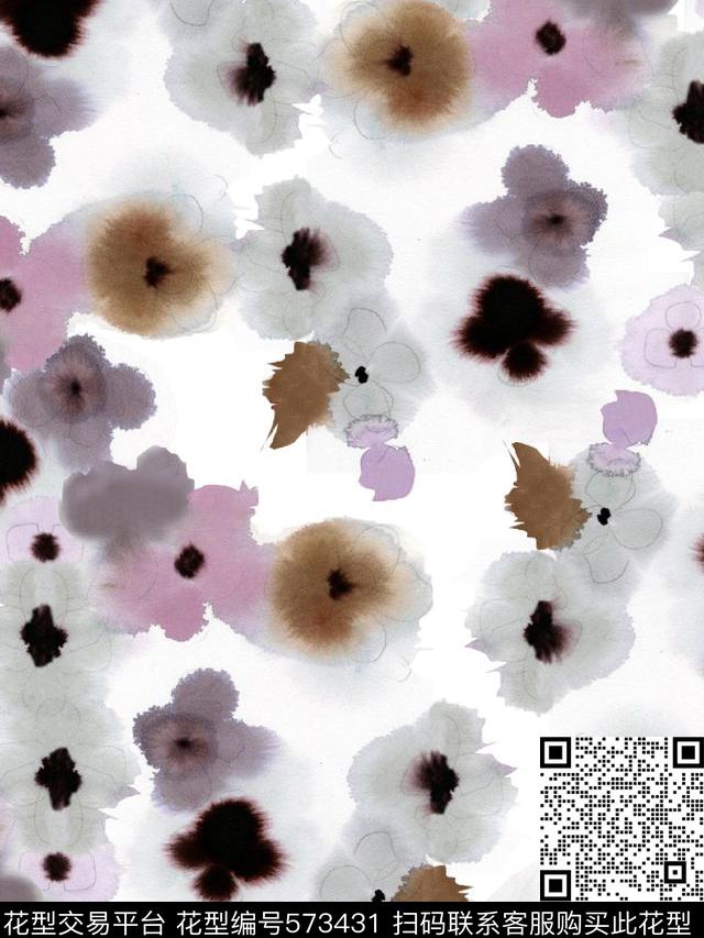 时尚潮流大牌水彩纹理数码印花华亿平台下载（图片编号: 573431） - 瓦栏（Walan）