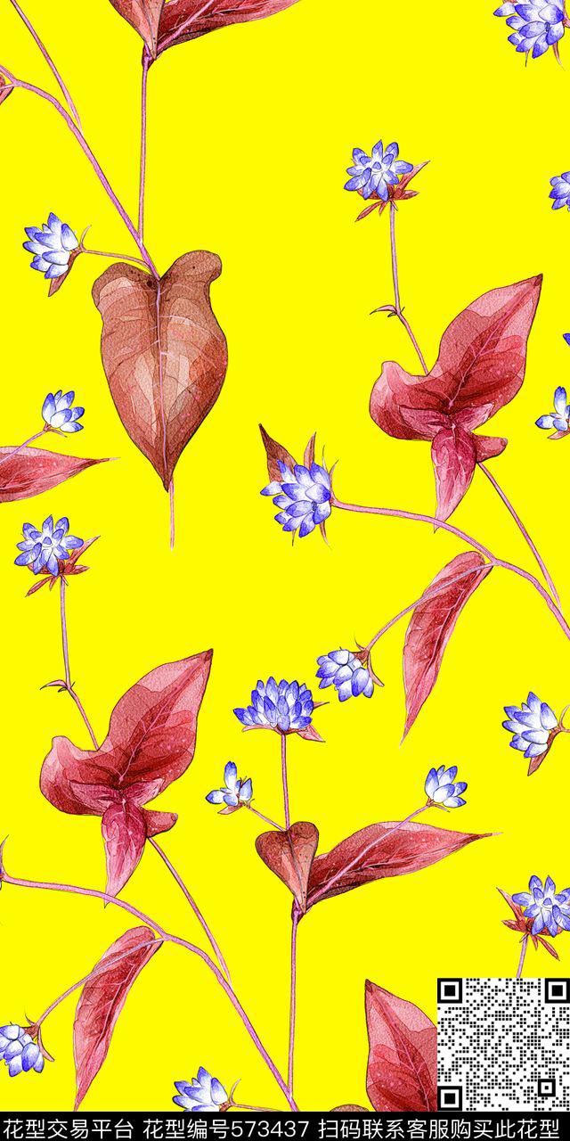 时尚清爽底手绘数码印花华亿平台下载（图片编号: 573437） - 瓦栏（Walan）