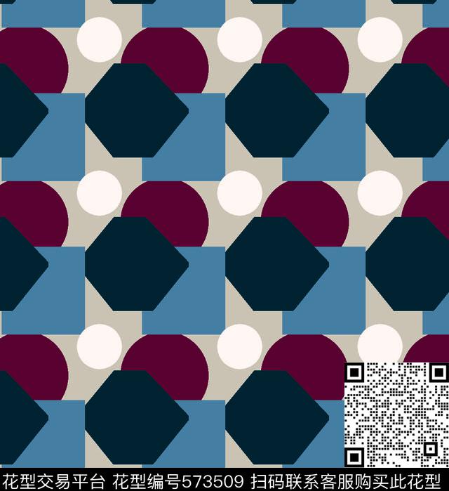 古典花几何抽象花卉传统印花华亿平台下载（图片编号: 573509） - 瓦栏（Walan）