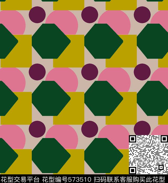 古典花几何抽象花卉传统印花华亿平台下载（图片编号: 573510） - 瓦栏（Walan）