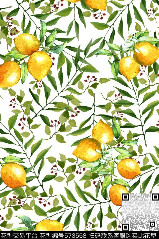 清新休闲树叶柠檬连衣裙数码印花华亿平台下载（图片编号: 573558） - 瓦栏（Walan）
