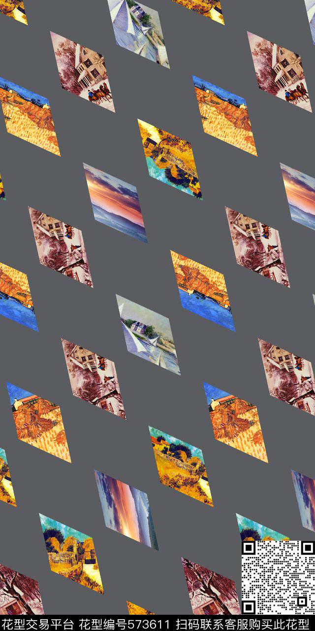 华亿平台菱形印花数码印花华亿平台下载（图片编号: 573611） - 瓦栏（Walan）