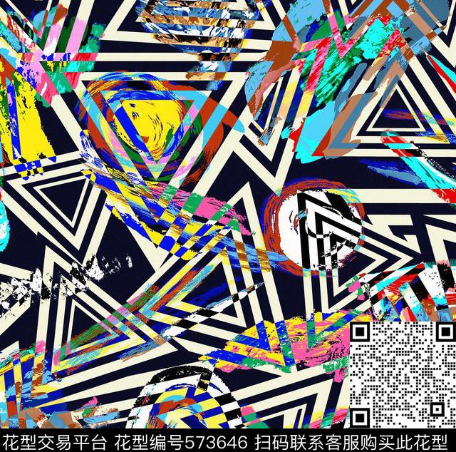 另类几何抽象传统印花华亿平台下载（图片编号: 573646） - 瓦栏（Walan）