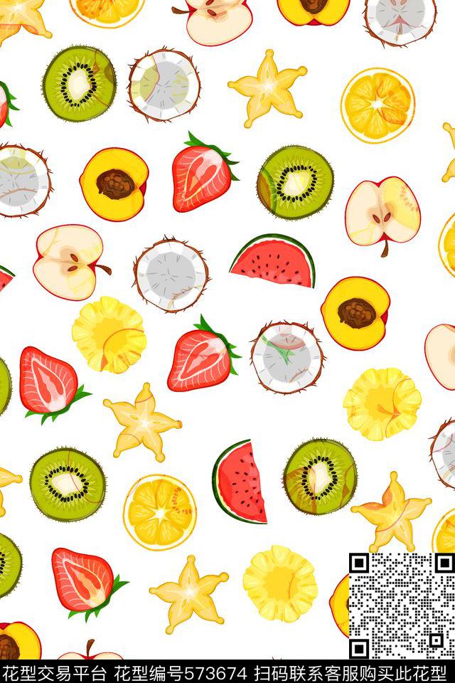 卡通水果抽象传统印花华亿平台下载（图片编号: 573674） - 瓦栏（Walan）