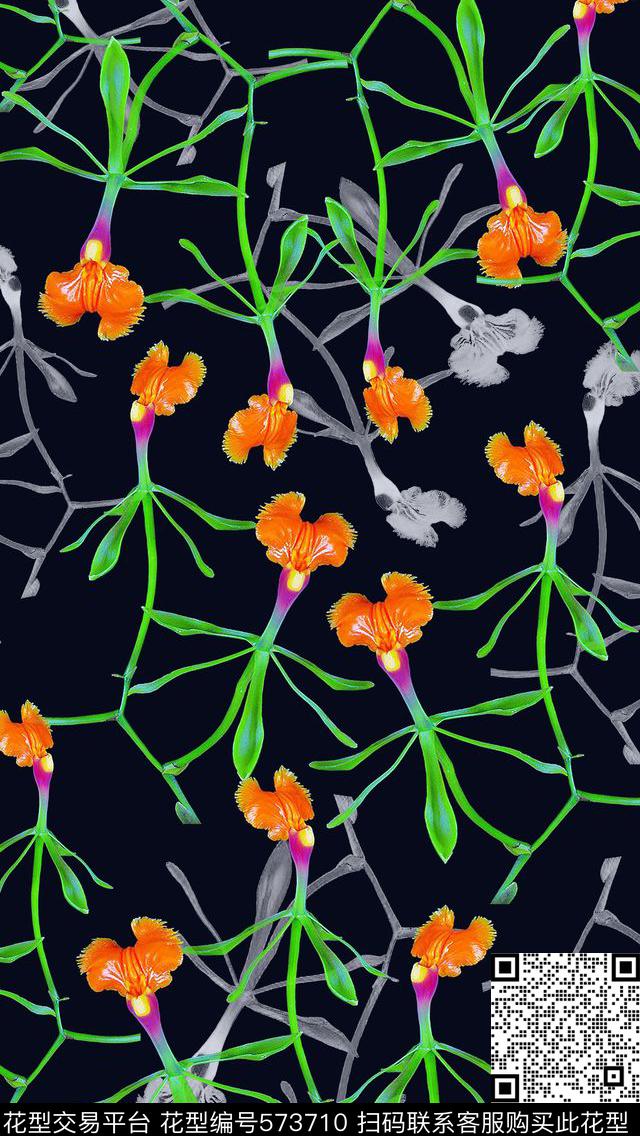 植物花卉多色简洁花卉花丛数码印花华亿平台下载（图片编号: 573710） - 瓦栏（Walan）
