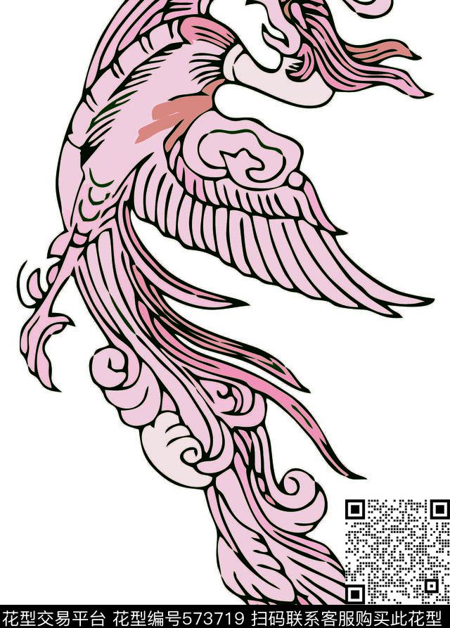 流行凤凰大牌风传统印花华亿平台下载（图片编号: 573719） - 瓦栏（Walan）