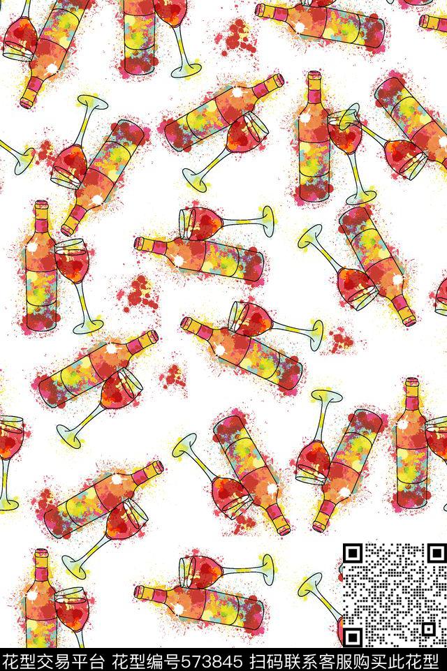 水彩彩绘水墨数码印花华亿平台下载（图片编号: 573845） - 瓦栏（Walan）