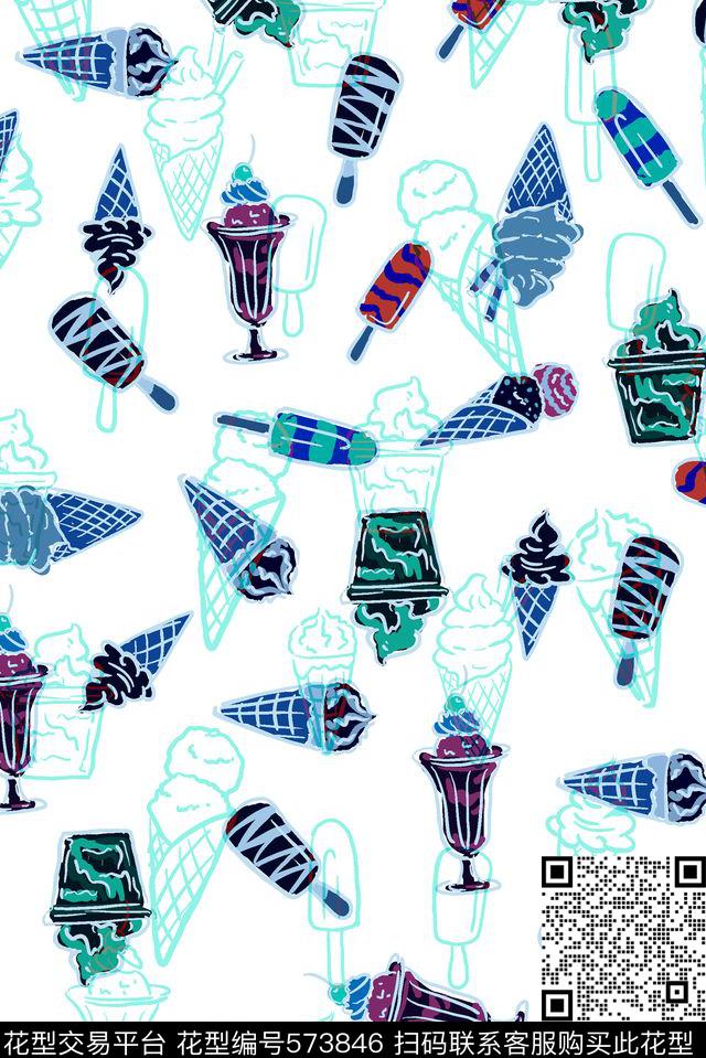 蓝色清新冰欺凌传统印花华亿平台下载（图片编号: 573846） - 瓦栏（Walan）