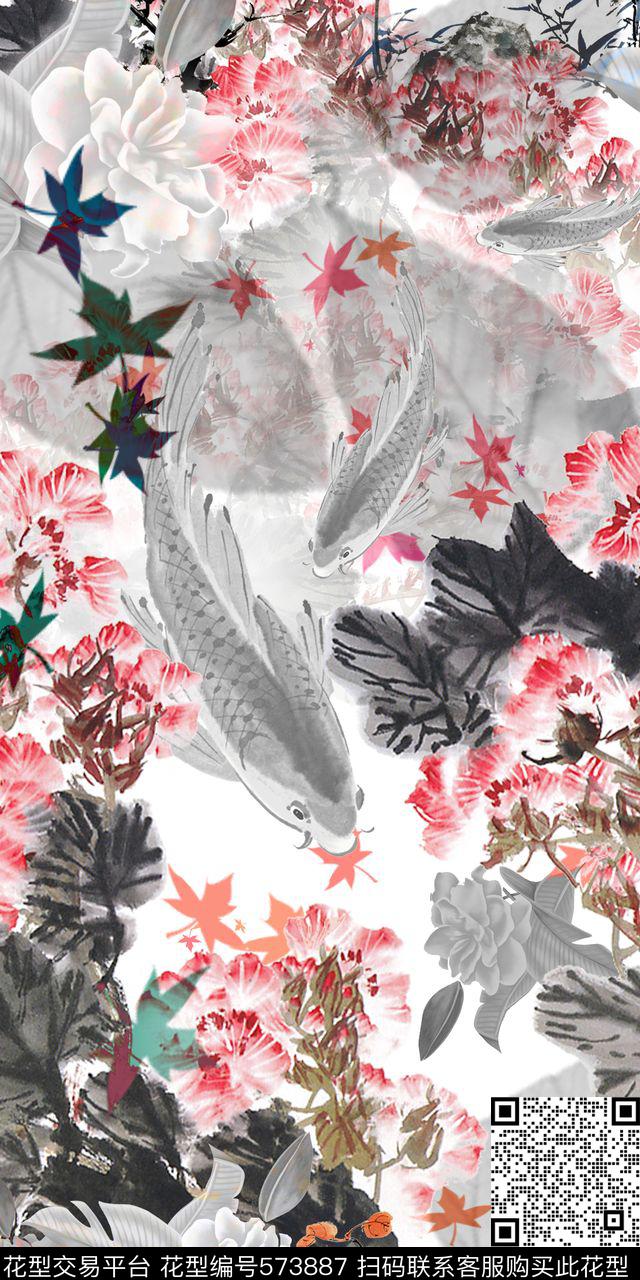 零点--女装中国风花卉数码印花华亿平台下载（图片编号: 573887） - 瓦栏（Walan）