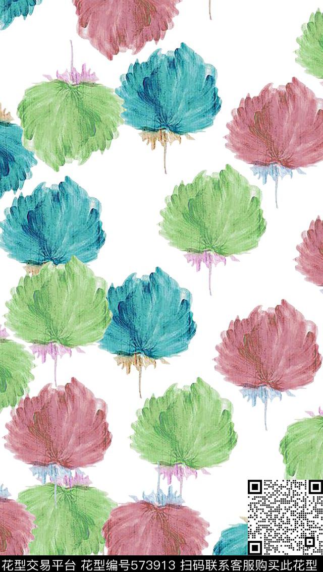 家纺围巾色彩斑斓叶子组合数码印花华亿平台下载（图片编号: 573913） - 瓦栏（Walan）