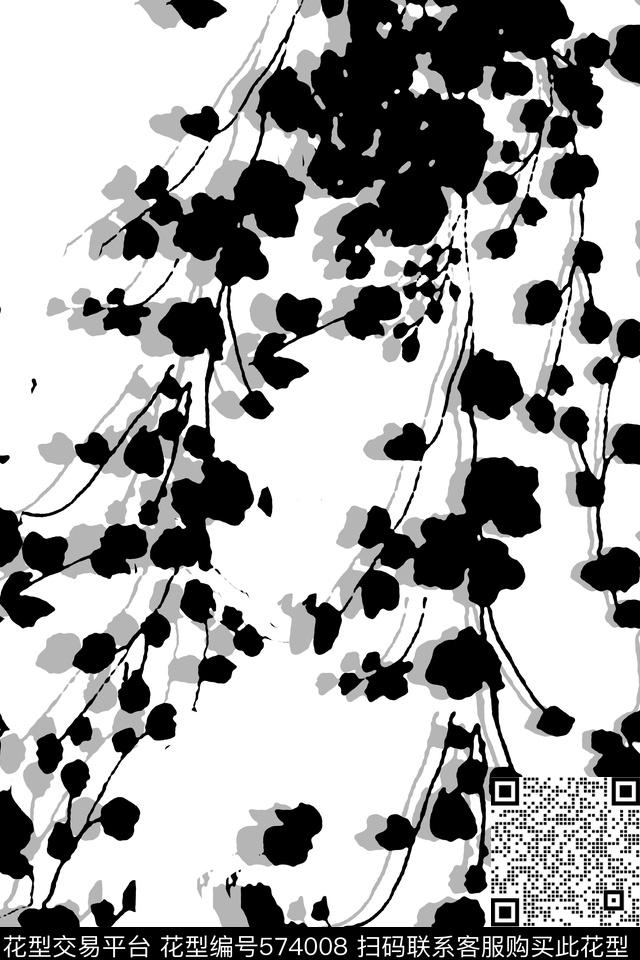 时尚简约大牌植物剪影藤蔓传统印花华亿平台下载（图片编号: 574008） - 瓦栏（Walan）