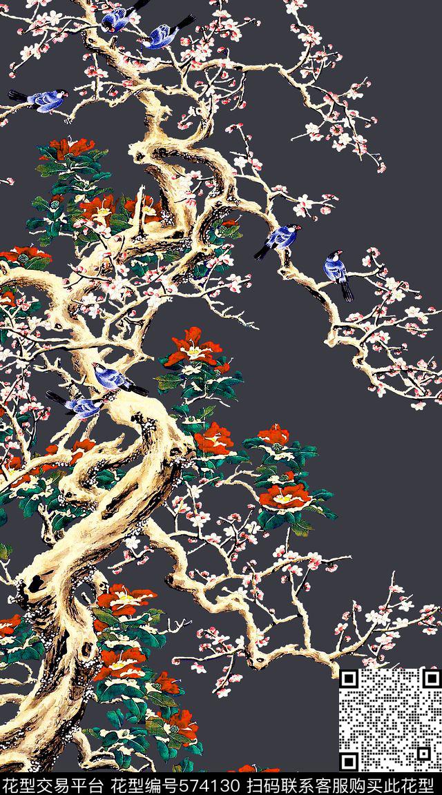 服装国画工笔画数码印花华亿平台下载（图片编号: 574130） - 瓦栏（Walan）