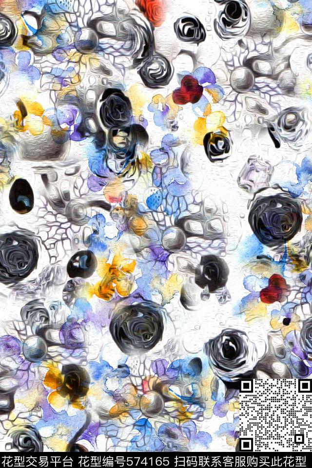 复古花卉肌理数码印花华亿平台下载（图片编号: 574165） - 瓦栏（Walan）