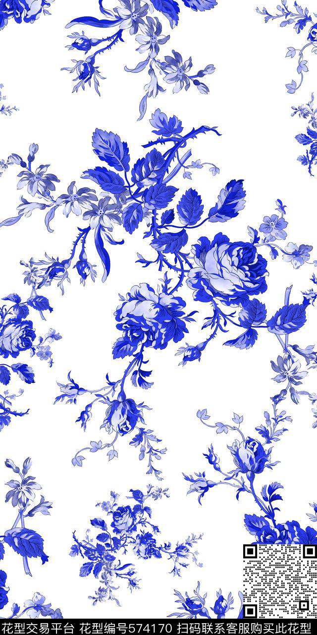 春夏青花瓷中国风传统印花华亿平台下载（图片编号: 574170） - 瓦栏（Walan）