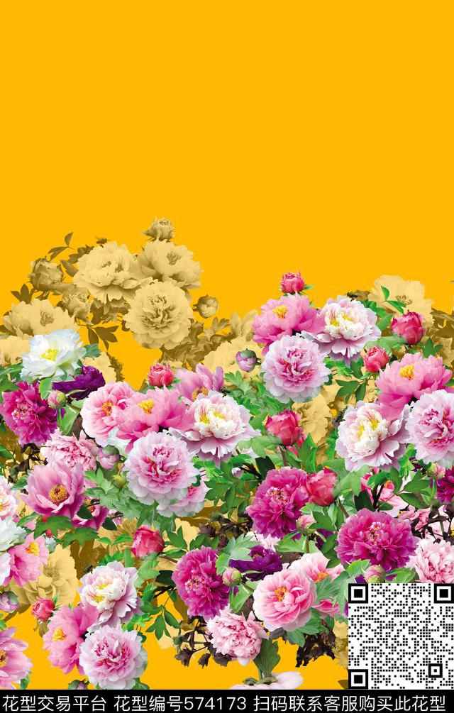 春夏定位牡丹数码印花华亿平台下载（图片编号: 574173） - 瓦栏（Walan）