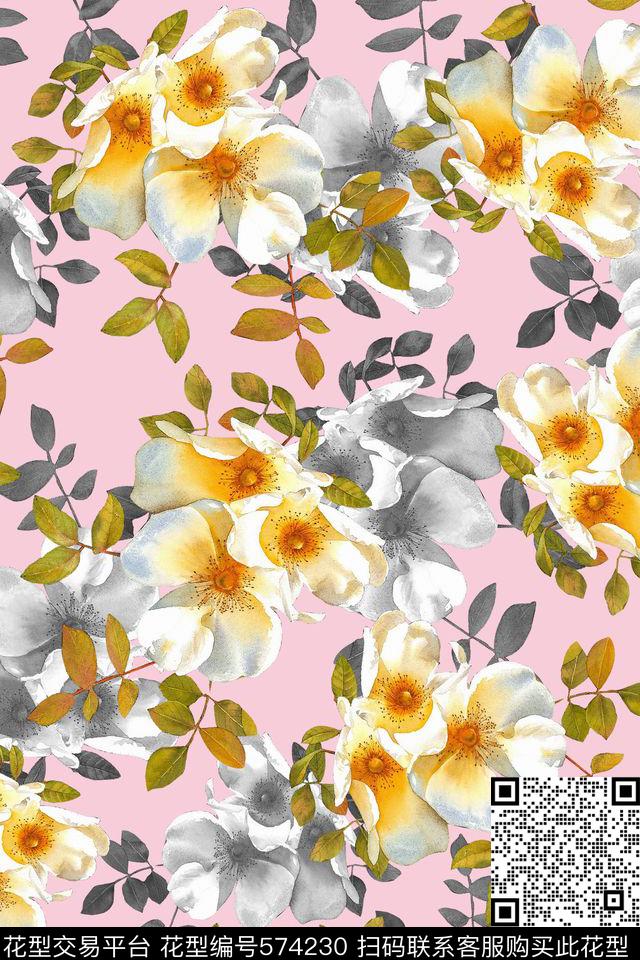 时尚潮流花卉服装数码印花华亿平台下载（图片编号: 574230） - 瓦栏（Walan）