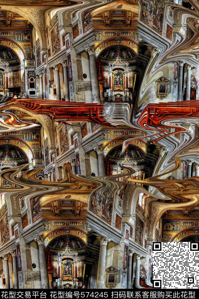 时尚复古外套夹克数码印花华亿平台下载（图片编号: 574245） - 瓦栏（Walan）